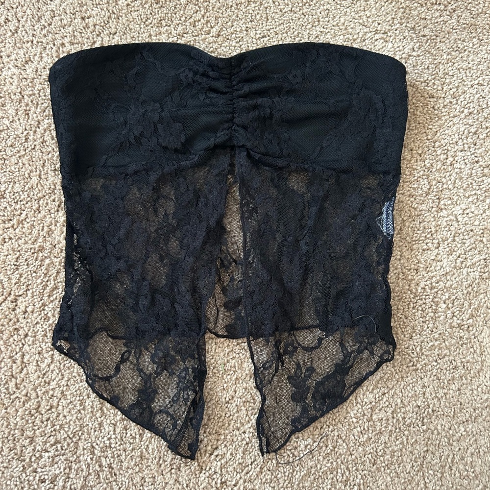 Edikted Black Lace Mesh Top